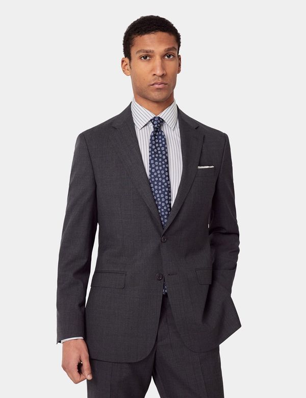Men's Charcoal Subtle Stripe Italian Wool Tailored Fit Suit 1913