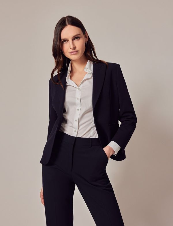 Navy Single Breasted Longline Blazer