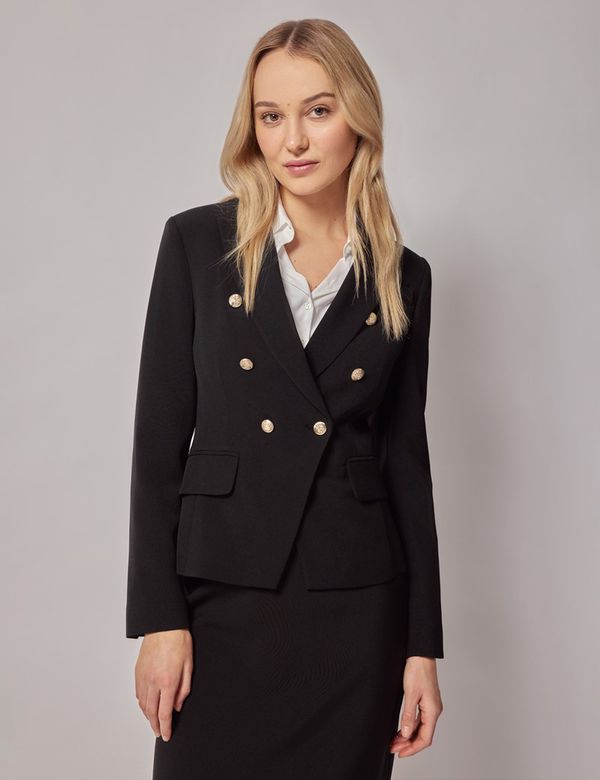 Women's Black Double Breasted Jacket | Hawes & Curtis