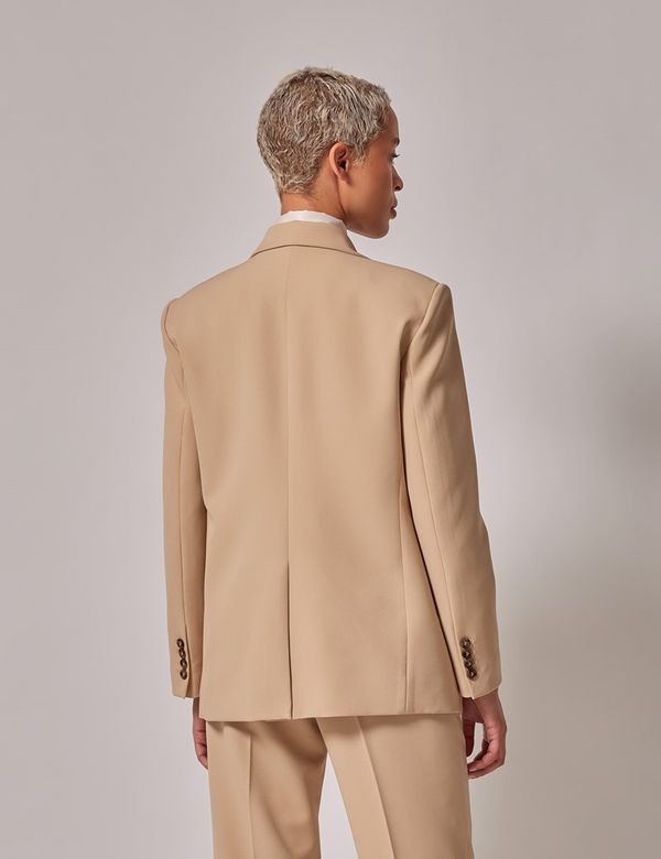 Women's Beige Single Breasted Longline Blazer | Hawes & Curtis