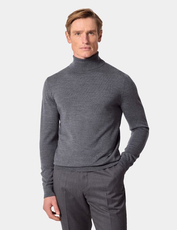 Grey Roll Neck Jumper - Machine Washable