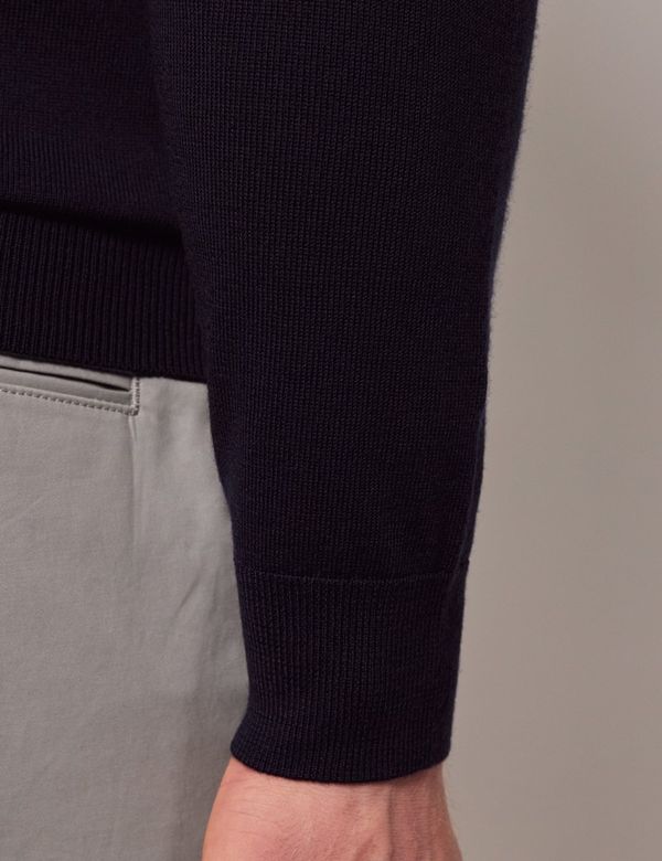 Men's Navy Roll Neck Merino Sweater - Machine Washable Men's Navy Roll Neck Merino Sweater - Machine Washable
