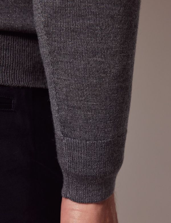 Brown by 2-tacs MRINO CREW XL杢グレー ウール100 Men's Grey Crew Neck Merino Jumper - Machine Washable