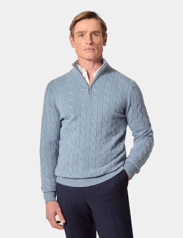 Half Zip Zipper Cardigan Mens Navy Cable Knit Cardigan Half-zip