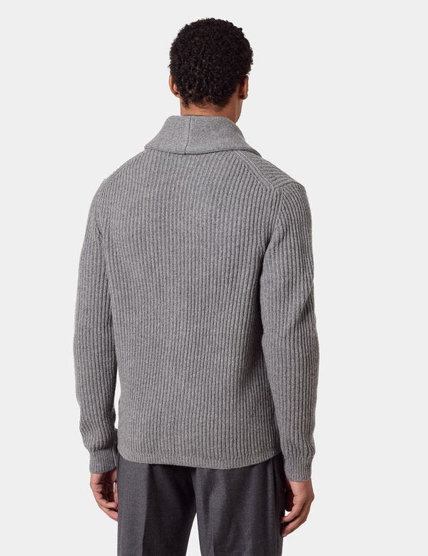 Men's Grey Shawl Cardigan | Hawes & Curtis
