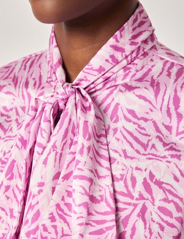 Women's Pink & Purple Tiger Satin Pussybow Blouse | Hawes