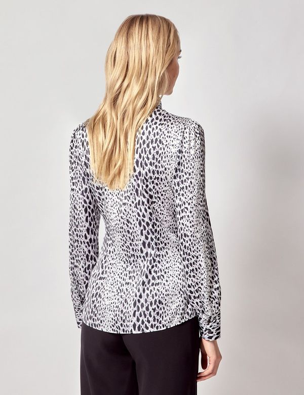 Black and white pattern pussybow blouse main image 0