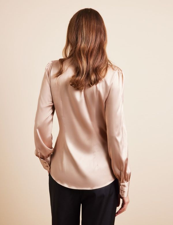 Oscar De La Renta Pussy-bow Silk-satin Blouse In Lilac
