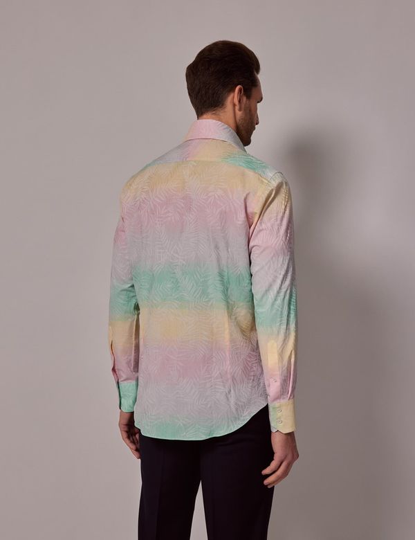 20-60代 人気ファッションブランド Shirt Slim Ombre White & Green Men's - Hawes | Collar High メンズウェア