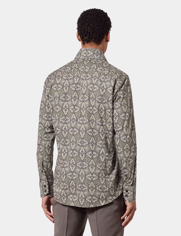 Hawes & Curtis Slim Fit Green & Black Paisley Curtis Shirt | Green/Black | Cotton | Men's Hawes & Curtis Slim Fit Green & Black Paisley Curtis Shirt | Green/Black | Cotton | Men's