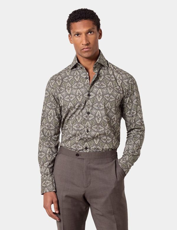 Slim Fit Green & Black Paisley Curtis Shirt