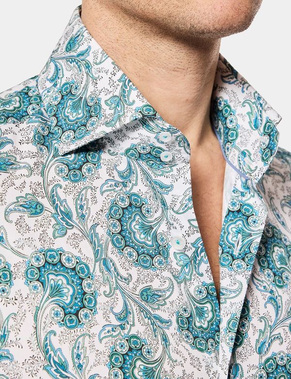 green paisley dress shirt Hawes & Curtis Slim Fit White & Dobby Curtis | White/Green | Cotton 2025Nov