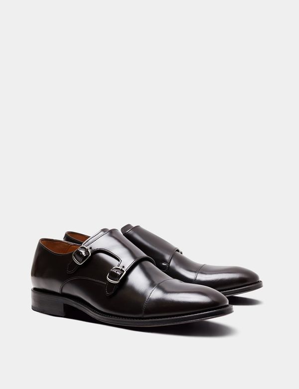 Men's Brown Double Monk Strap Shoe | Hawes & Curtis