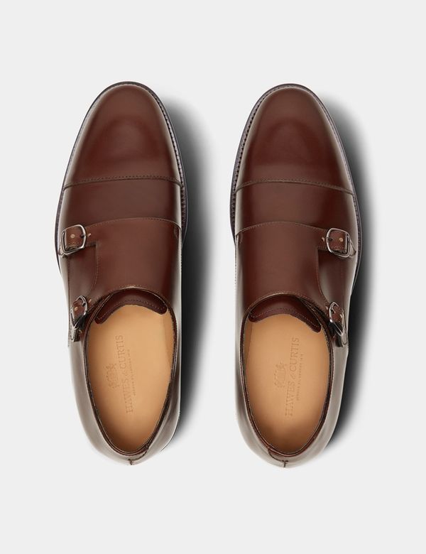 New Hawes Curtis Shoes Double Monk Strap Brown Tan Leather 9 UK 9.5 US OEPCA009-Z03-200161-1400px-  main image 3