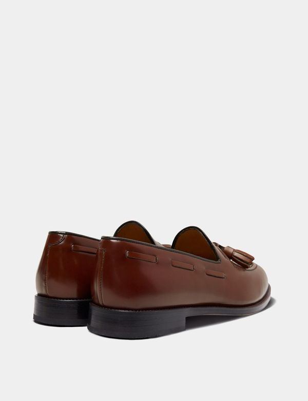 Men's Tan Leather Tassel Loafer | Hawes & Curtis