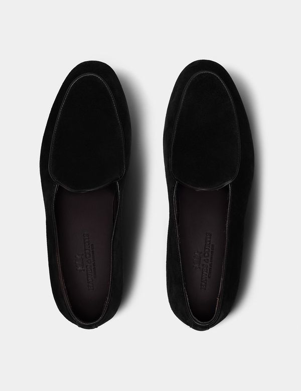 パンプス Fuzzy Suede Loafers Black TASSEL FRINGE MOCCASIN Black Suede Slip On Shoes by KURT