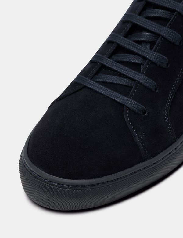 Men's Navy Suede Tonal Sole Sneakers| Hawes and Curtis