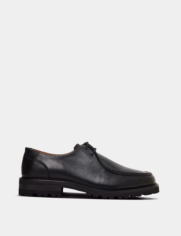 Black Chunky Apron Derby Shoe