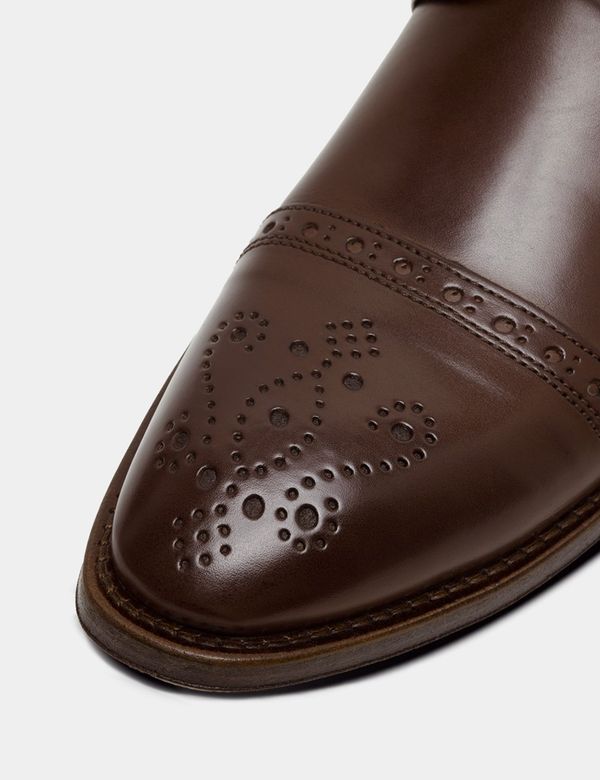 Leather Men's Semi Brogue Brown | Hawes & Curtis