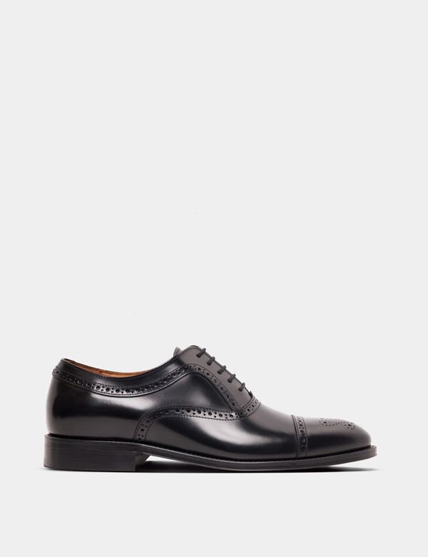 Black Semi Brogue Shoe