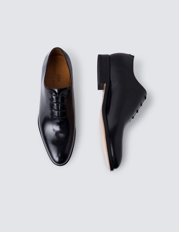 Black Leather Wholecut Oxford Shoe