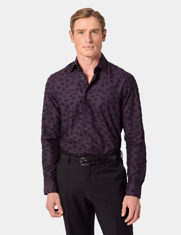Slim Fit Purple & Black Jacquard Curtis Shirt