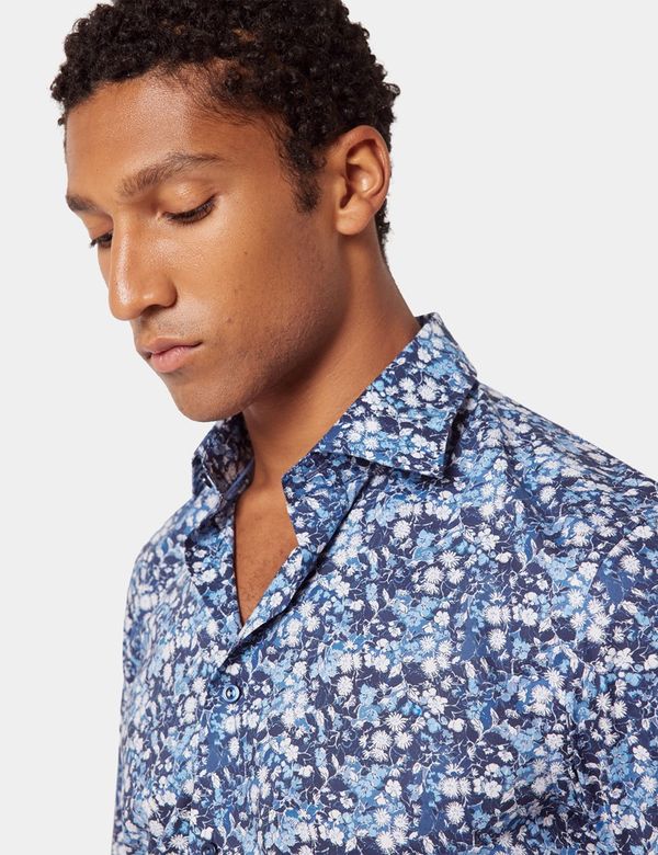 navy floral dress shirt African Paisely