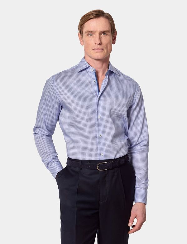 Slim Fit Blue & White Small Geo Curtis Shirt