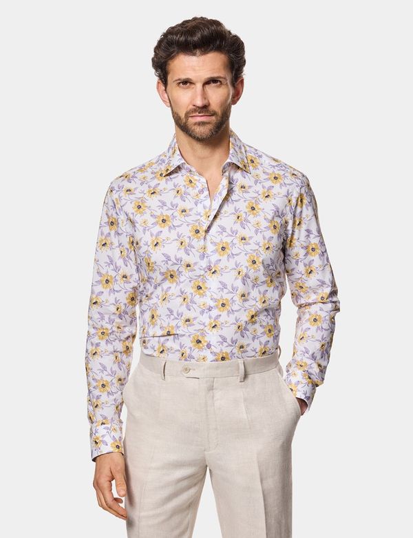 Slim Fit Lilac & Yellow Floral Curtis Shirt