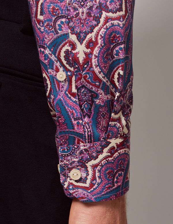 Men's Pink & Blue Paisley Cotton Sateen Shirt