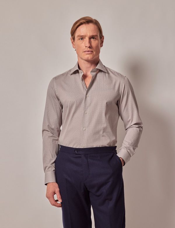 Mid Blue Diamond Weave Textured Jacquard Classic Custom Shirt main image 1