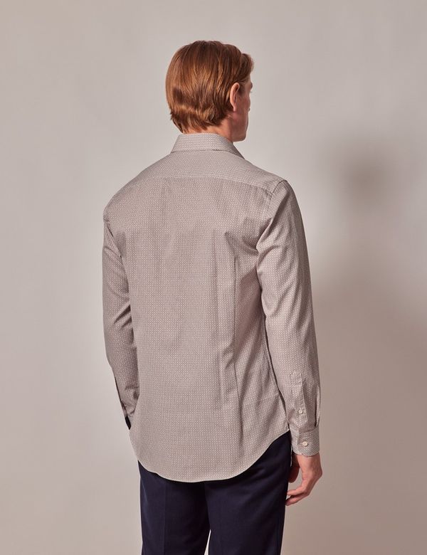 Mid Blue Diamond Weave Textured Jacquard Classic Custom Shirt