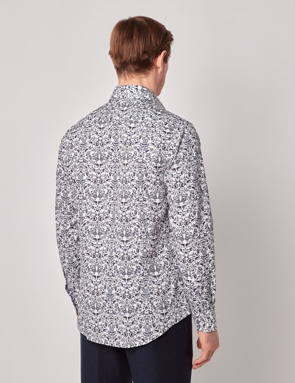 White Textured Jacquard Diamond Weave Classic Custom Shirt main image 0