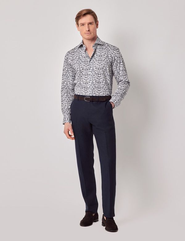 Natural Stretch White Diamond Weave Dress Shirt