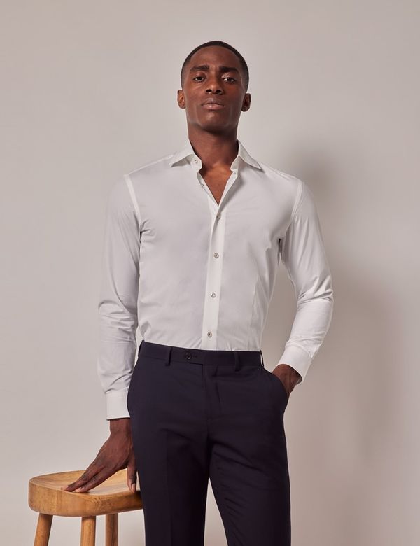 hawes and curtis dress shirt Classic Fit Royal & White Textured Weave Non-Iron Shirt