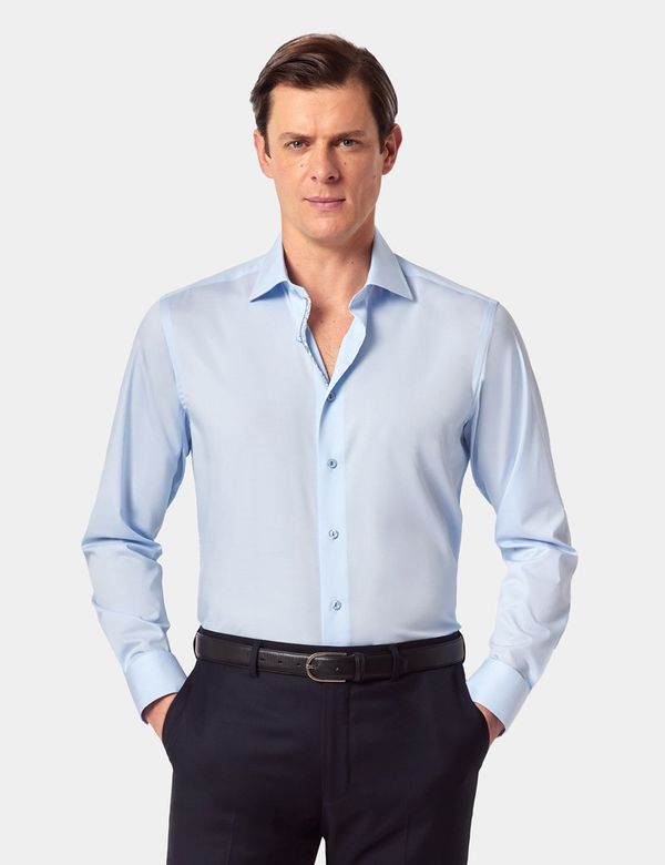 Slim Fit Light Blue Curtis Shirt - Contrast Detail