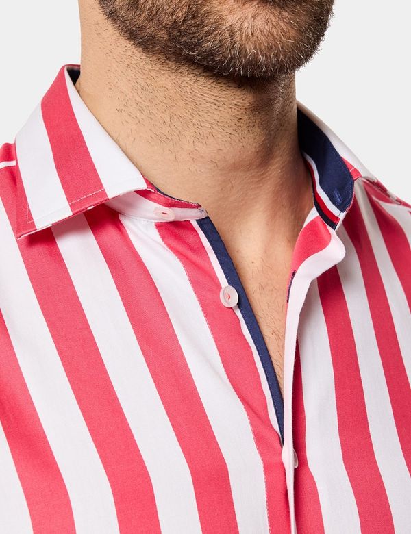 red white striped dress shirt The 8 Second Stripe Performance Shirt- Red