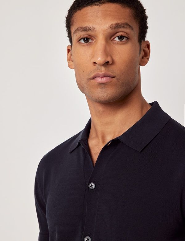 Wavlynn Casual Navy Patchwork Polo Shirt For Men Cotton Blend With Button Pockets Summer Wear main image 0