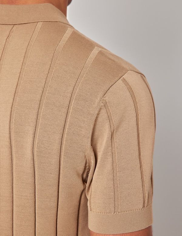 新品/CLUBHAUS RibbedHem Polo - Khaki L Men's Khaki Polo Shirt - Eden Park