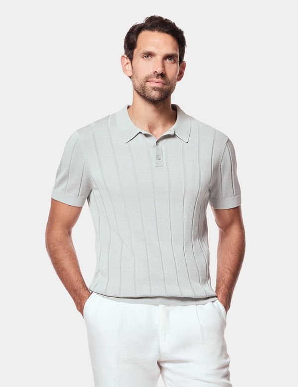 Light Sage Premium Knitted Rib Polo Shirt