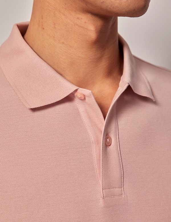 Men's Pink Mercerised Cotton Polo Shirt - Short Sleeve