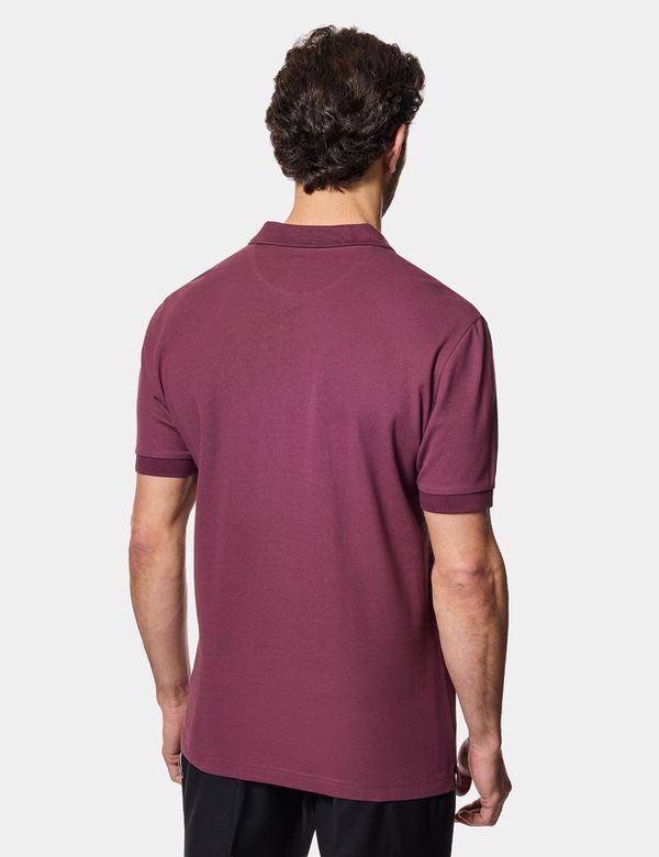 Men's Wine Mercerized Cotton Piqué Polo Shirt - Short Sleeve