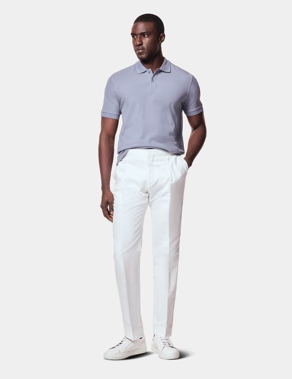 Men's Ocean Blue Mercerised Cotton Piqué Polo Shirt - Short Sleeve