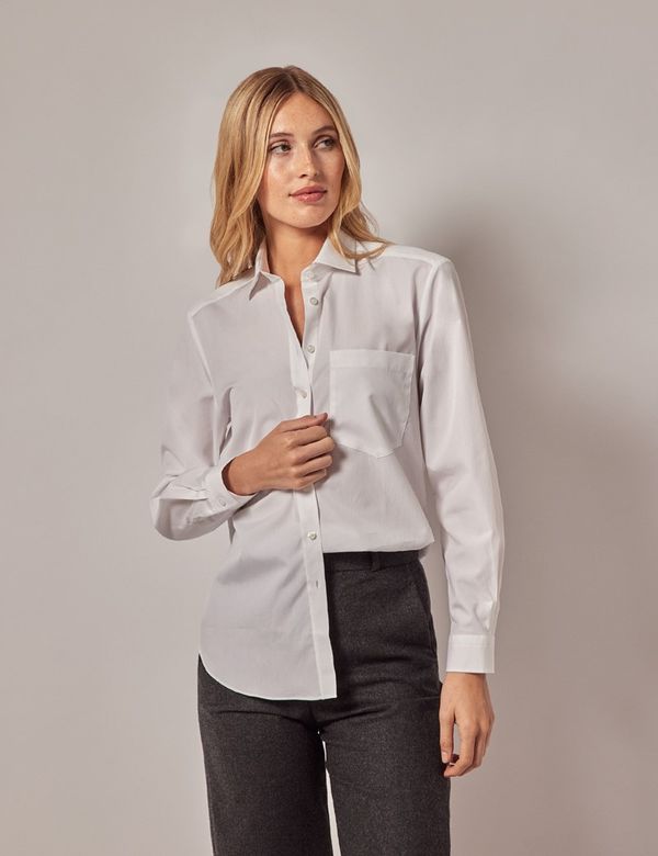 Men's Checked White Relaxed Fit Shirt with Chest Pockets