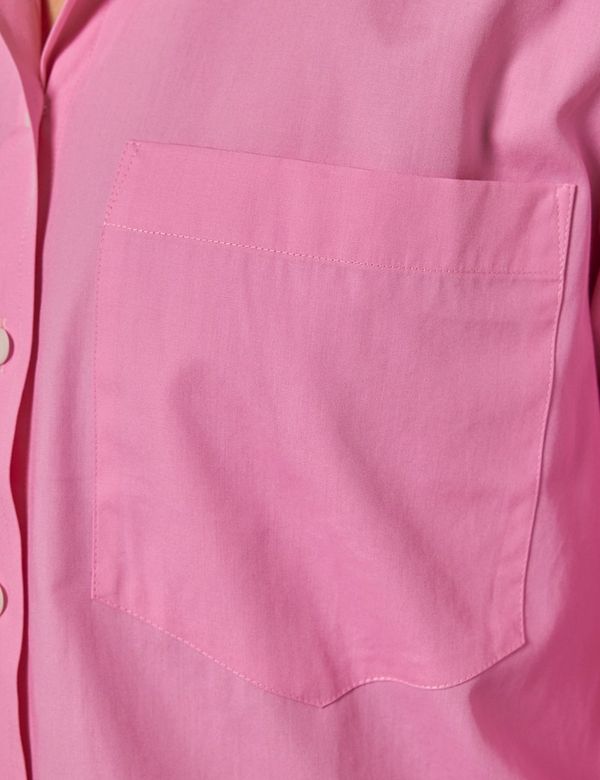 Women's Pink Cotton Relaxed Fit Shirt - Chest Pocket | Hawes