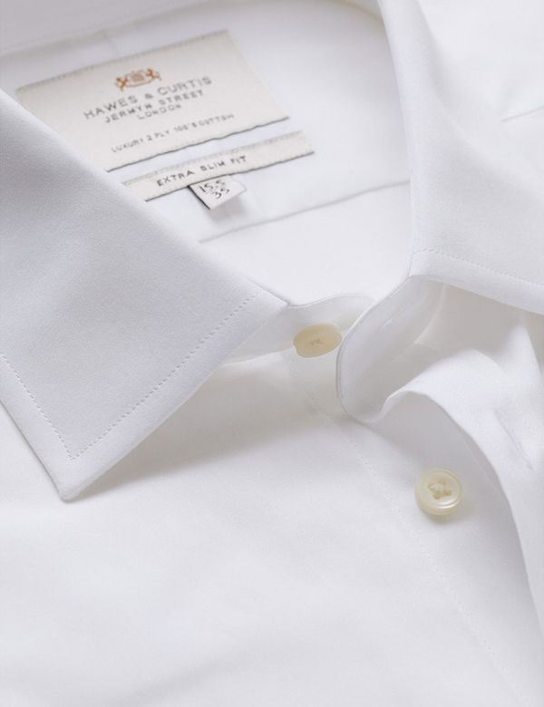 Men's Formal White Poplin Extra Slim Shirt - Double Cuff