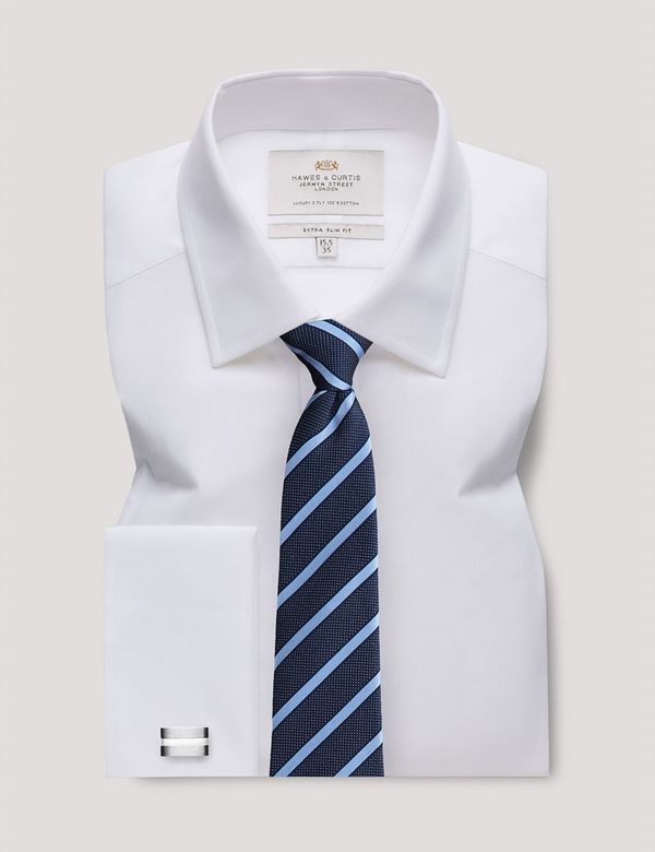 Men's Formal White Poplin Extra Slim Shirt - Double Cuff
