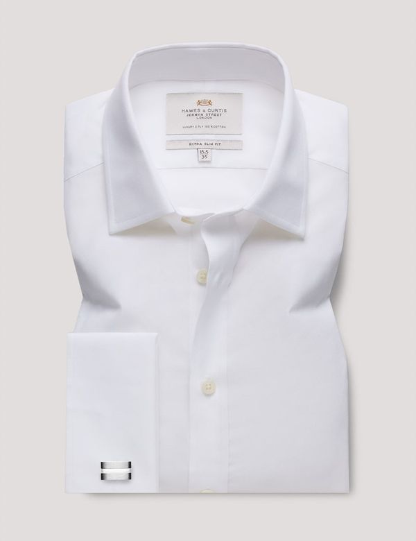 新品/FLEN/double cuff shirt/WHITE/白 Buy White Regular Fit 100% Cotton Signature Textured Double