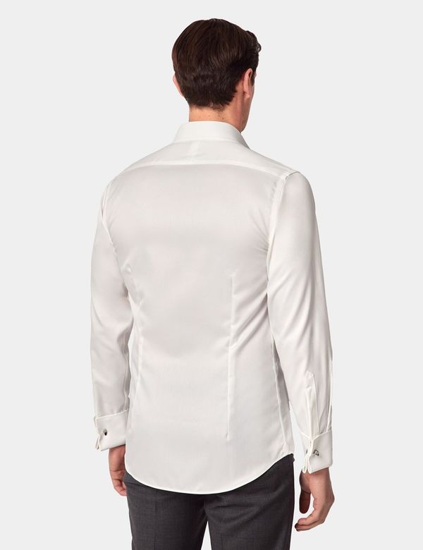 Men's Non-Iron Cream Twill Extra Slim Shirt - French Cuff | Hawes and Curtis