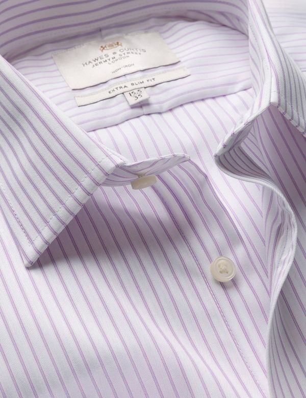 Extra Slim Fit Lilac & White Stripe Non-Iron Shirt